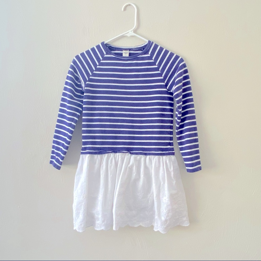 OshKosh B’Gosh Girls Dress/Tunic Navy & White Stripped Size 10; 100% Cotton